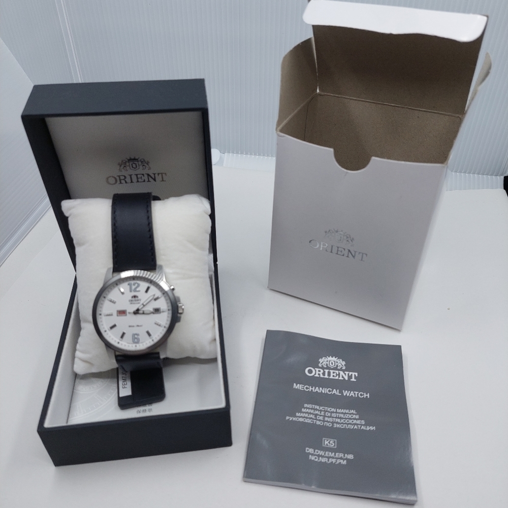 Orient Sports Automatic White Dial Black Leather Men's Watch